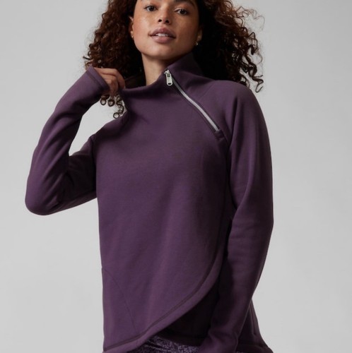 Athleta Karma Asym Thermal Long Sleeve Pullover Crossover Purple Sweatshirt “S”
