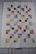 Vintage Handmade Patchwork BABY DOLL Quilt ~ Decorative Quilt 20” X 26”