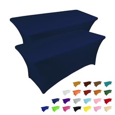 2 Pack 8FT Table Cloth for Rectangular Fitted Events 8 Ft - 2 Pcs Jean Blue
