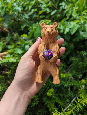 Wood Bear Dice Guardian PLA Pearwood Dice Guardian RPG Gifts 3D Print Role