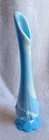 Vintage Fenton Slag Glass Cabbage Rose Blue Swung Glass Vase 10” tall