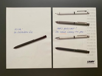 Der neue Lamy tri pen Die Lust am Schreiben 1994 Vintage Ad Werbung Reklame