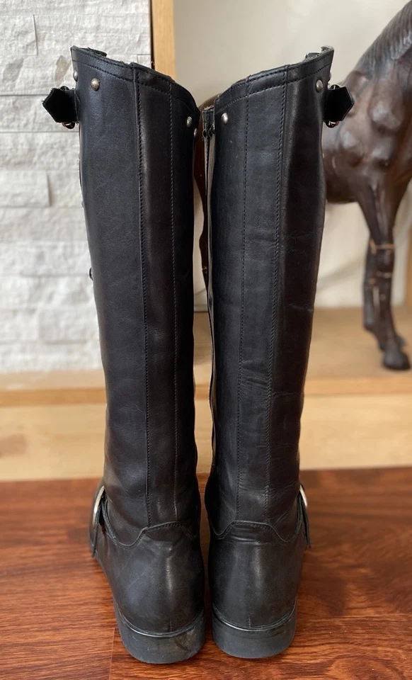 Golden Goose Kate Tall Studded Leather Biker Motorcycle Boots Black Size 40 - Image 2 of 4