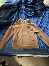 Carhartt Boys Brown Fleece Pullover Hoodie L 14-16 Kangaroo Pocket Logo