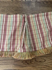 Custom Made Decorator Pleated Valance With Fringe Trim 120” Wide 12” Long