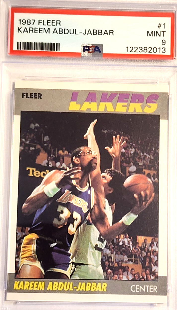 1987 FLEER #1 KAREEM ABDUL-JABBAR PSA MINT 9 HOF