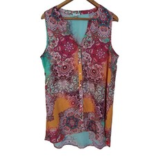 Vtg Boho Y2K Sheer Paisley Blouse Fairy Grunge Whimsigoth Festival Top XL