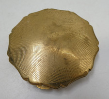 VINTAGE STRATTON ENGLAND GOLD TONED BRASS METAL TRAVEL COMPACT SM