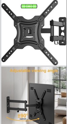 Full Motion TV Wall Mount for 19-55'' TVs, VESA 75x75-400x400, 66 lbs, Black