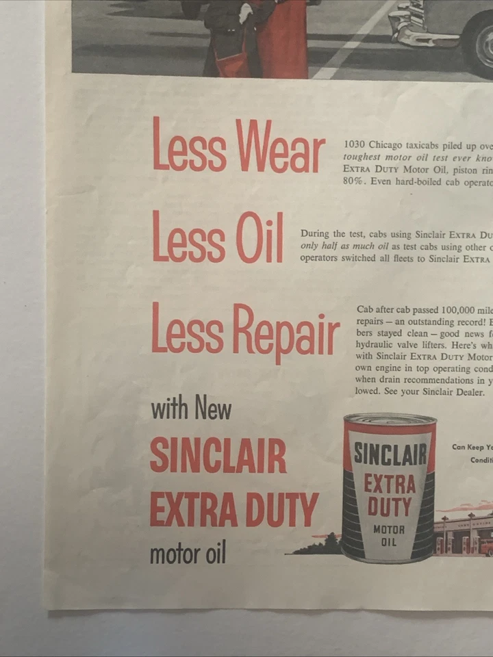 1954 Sinclair Motor Oil PRINT AD Taxi Test Yellow Cab Co Drivers Chicago VTG 50s - Image 4 of 4