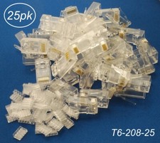 25-Pack Cat6 RJ45 Plugs with Inserts for Soli...