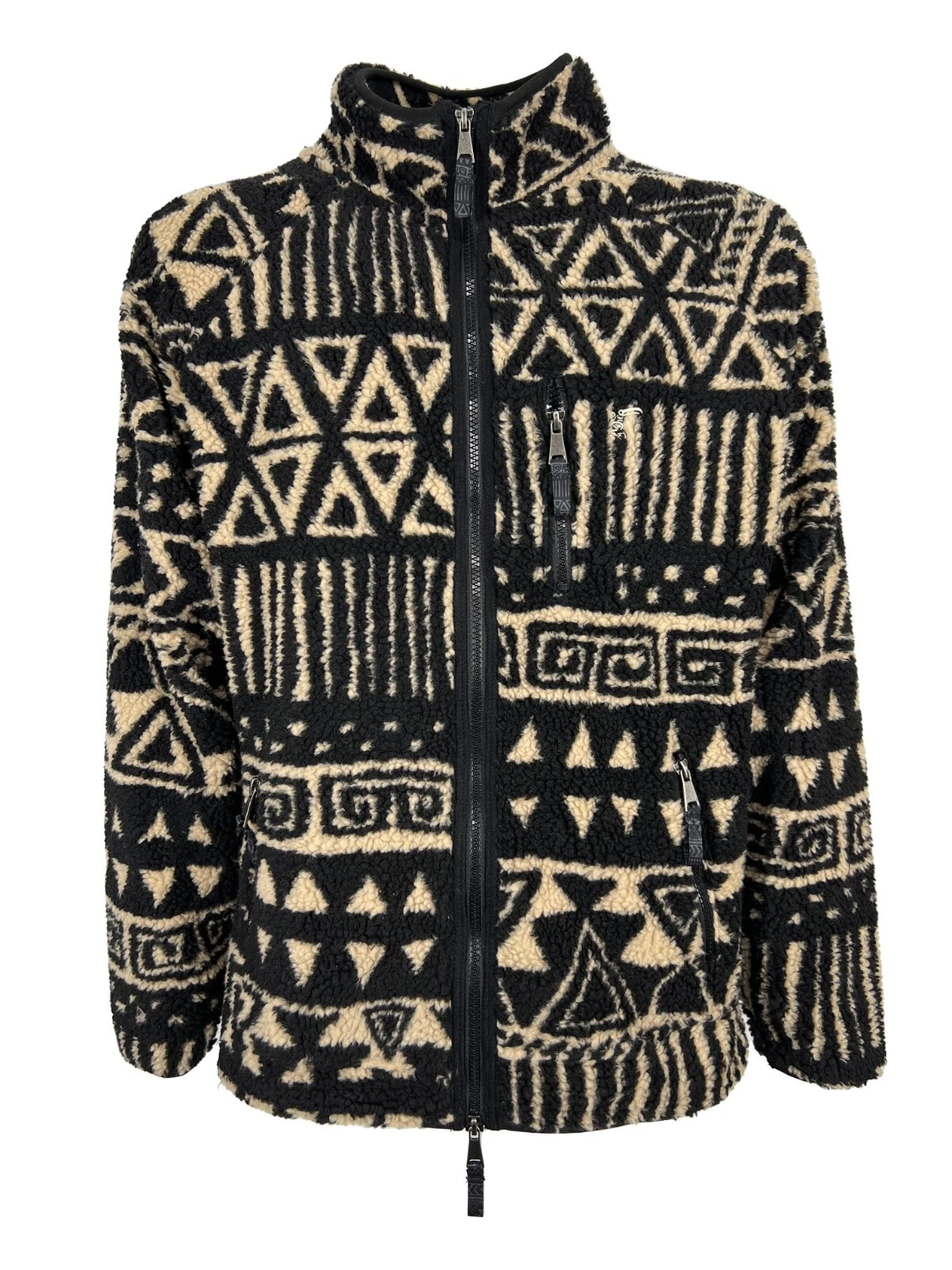 Tooco Men's Fleece Jacket Black/Beige TOCO432 SHERPA DIMY SAND