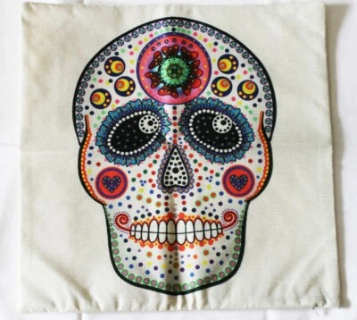 Housse de Coussin 44 cm Jour des morts (Día de Muertos) neuf lavable Halloween ! - Photo 1/4