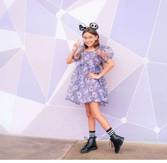 The Nightmare Before Christmas GIRLS Jack Skellington Tulle Dress Purple XL14 - Image 3 of 4