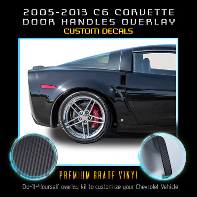 Door Handles Decal Vinyl Overlay For C6 Corvette 2005-2013 - Matte Carbon Fiber