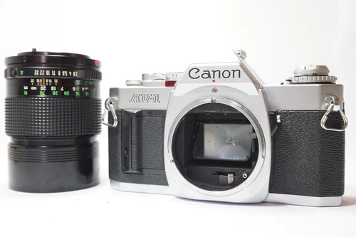 [Exc+4] Canon AV-1 Silver 35mm SLR Film Camera 135mm F2.8 Lens From Japan
