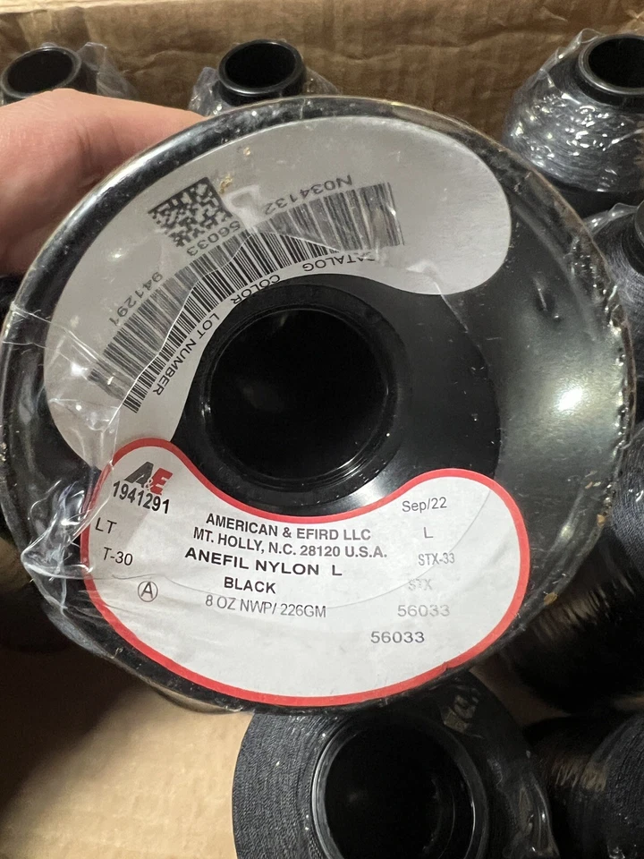 Black Embroidery Thread 8Oz Made in USA by A&E T30 Nylon Bulk PK 10-Spools - Image 2 of 2