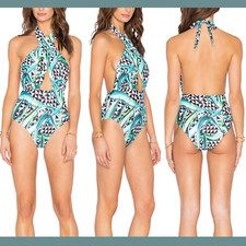 NEW 212 Mara Hoffman Aloe Cross Front One-Piece Swimsuit SZ XS  B432