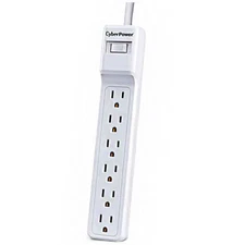 CyberPower 6 Outler Surge Protector with 2 Ft. Power Cord, Wall Mountable, White