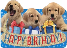 Row of Birthday Lab Puppies Die Cut Foil Paper House Birthday Card For Kids