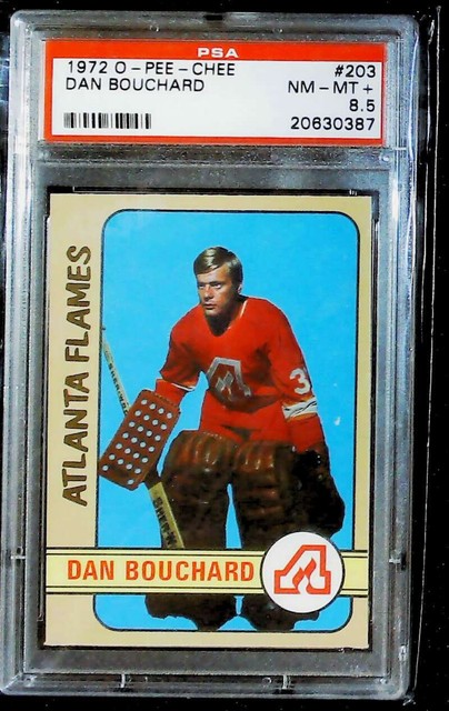 PSA 8.5 NM-MT+ 1972-73 O-Pee-Chee 203 Dan Bouchard Atlanta Flames RC Rookie Card