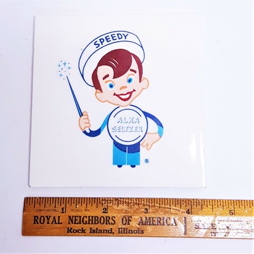 Vintage 1950's Speedy Alka-Seltzer Tile Paperweight Readers Digest Premium - Picture 4 of 5