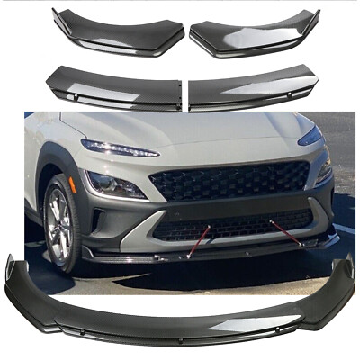 Carbon Fiber Style For Hyundai Kona Front Bumper Lip Splitter Spoiler