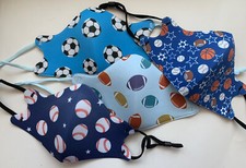 Sports Themed boy's face mask, football, baseball, soccer w/adjustable straps
