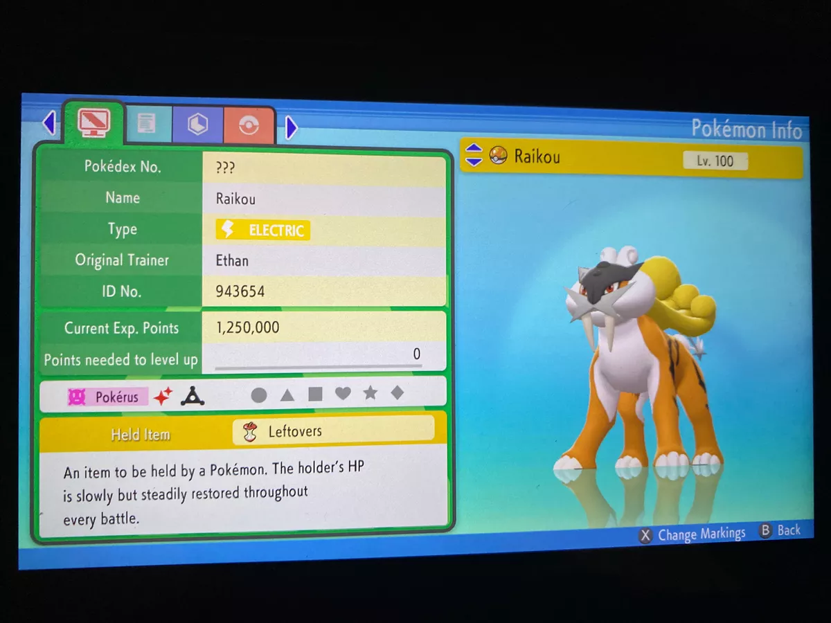 Shiny RAIKOU 6IV / Pokemon Brilliant Diamond and Shining Pearl 