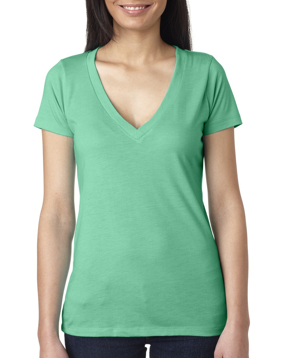 Next Level Apparel 6740 Ladies Triblend Deep V-Neck Short Sleeve