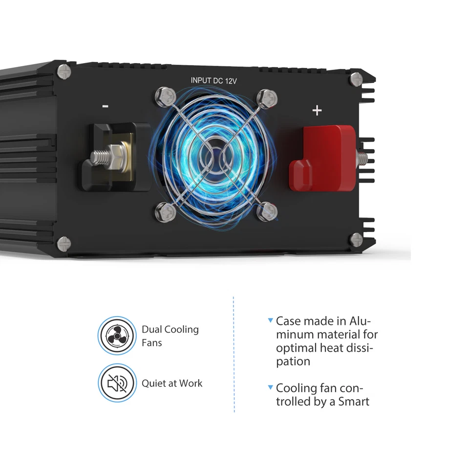 EDECOA 3500W Inversor Onda Pura 12V 220V Convertidor Transformator Camper - Imagen 4 de 4