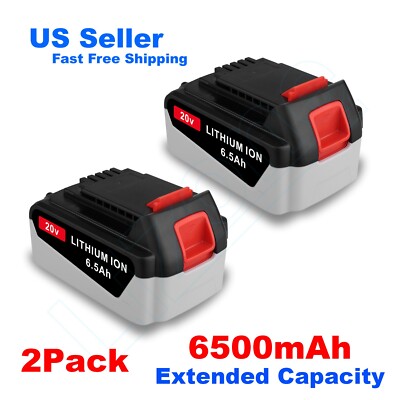 2Pk New 6.5Ah for Black&Decker 20V MAX Lithium Battery 20 Volt LBXR20 LB20 LBX20