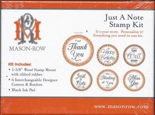 Mason Row Just a Note Interchangeable Stamps Kit Wood Mount Ink Pad 6 Designs