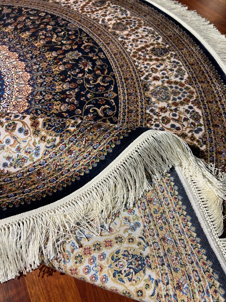 5x5 ft Dark Round Silk Rug – Vintage Circle Rug for Home Decor, Large Size - Image 4 of 4