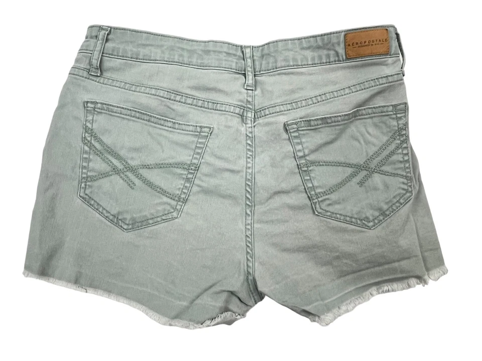 Pantalones Cortos Aeropostale Cintura Alta Mujer Verde Denim Envejecido 8 Foto 2 de 4
