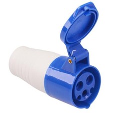 Blue 3 Pin 16A / 32A 230V Industrial Connector Plug Socket Male Female 2P+E