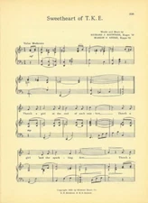 TAU KAPPA EPSILON Fraternity Vintage Song Sheet c1941 "Sweetheart of T.K.E."