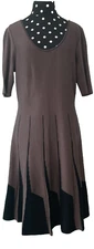 Peruvian Connection-Brown Cotton Jersey- Fit/Flare Dress-Size Medium