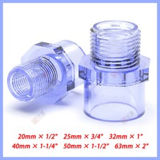 PVC Water Pipe Fitting BSP Male Thread x Socket 20mm-63mm Transparent Adapter