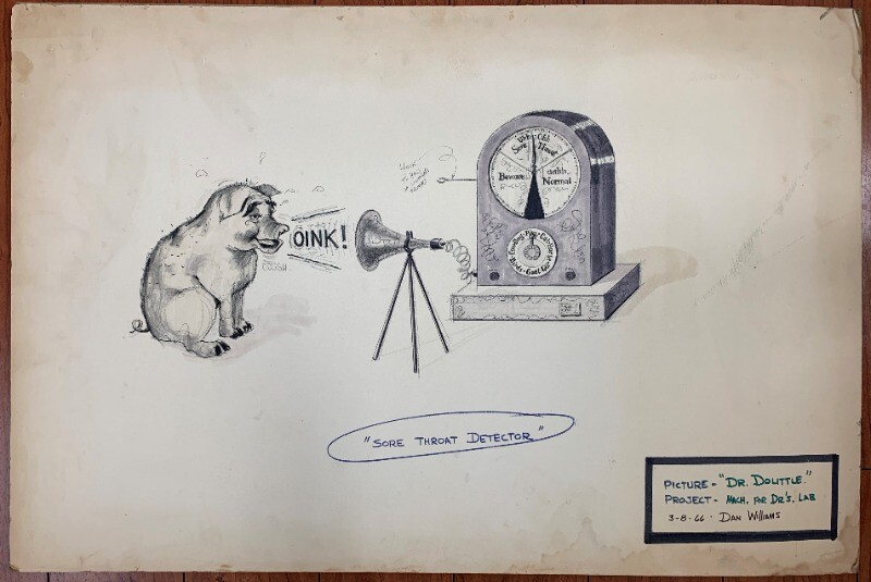 Original Concept Drawing Doctor Dolittle Dan Williams Sore Throat Detector