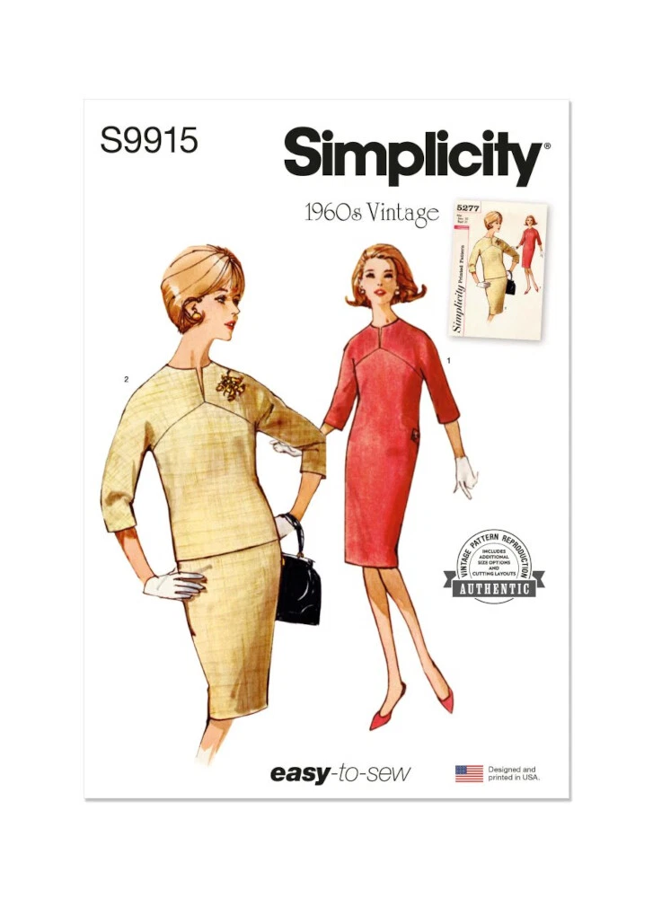 Simplicity Sewing Pattern S9915 Misses’ Vintage 1960s One and Two-Piece Dresses