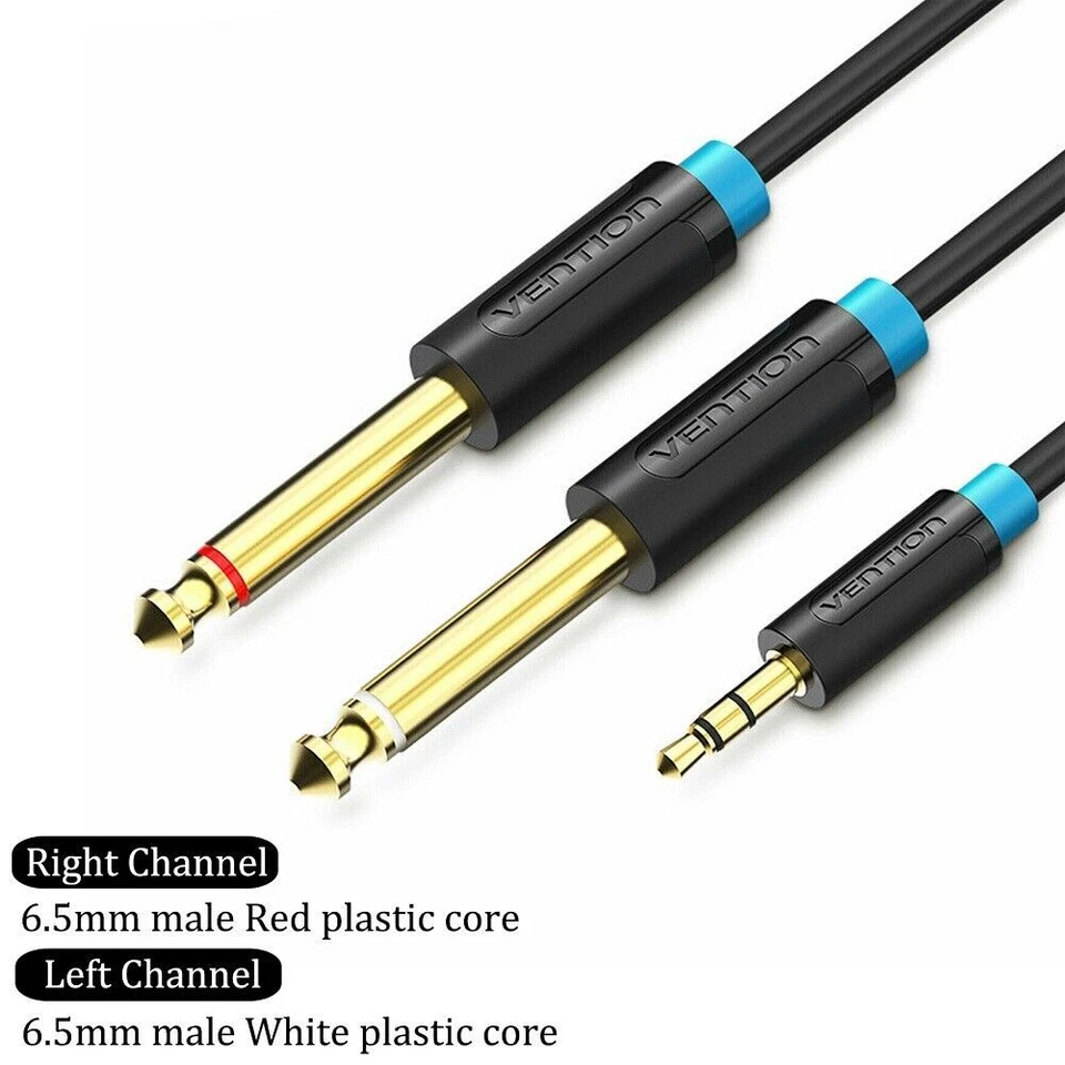 3,5 мм 1/8 «TRS к двойной 6,35 мм 1/4» TS моно стерео Y-разветвитель кабель для динамика - Изображение 3 из 3