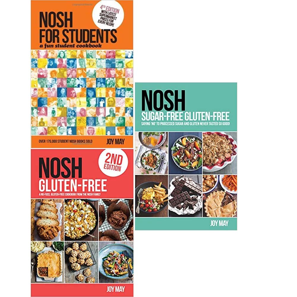 Joy May Collection 3 Books Set (Nosh for Students, Gluten-Free, Sugar-Free) NEW