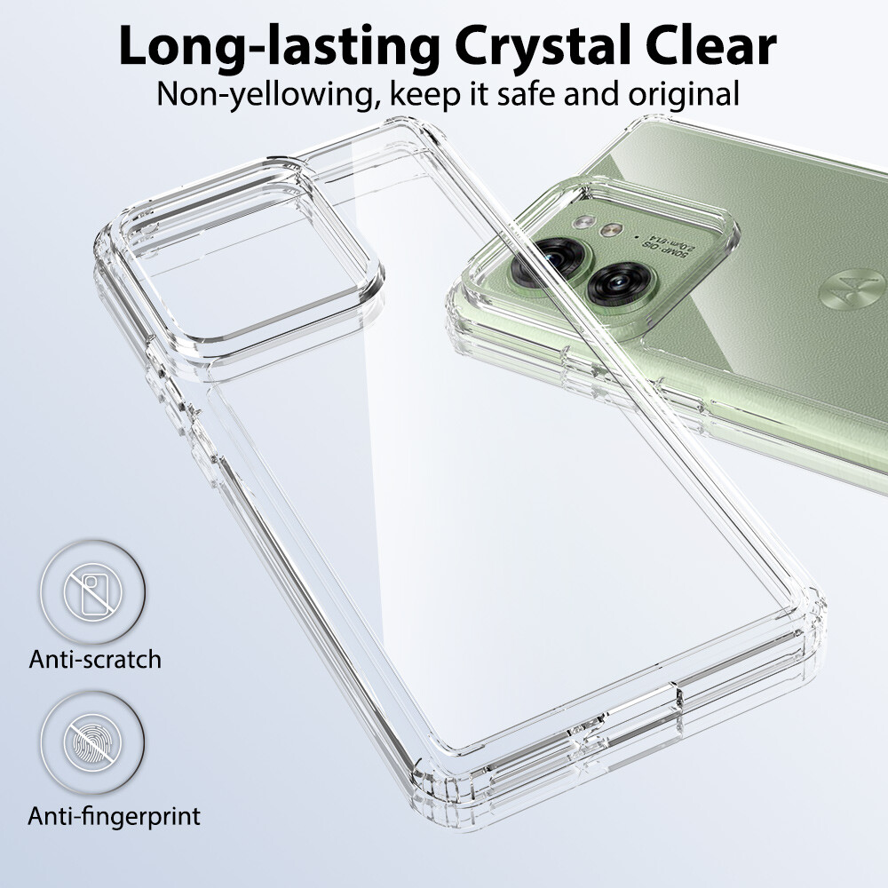 For Motorola Edge (2023), Shockproof Transparent Acrylic Case Soft Bumper Cover