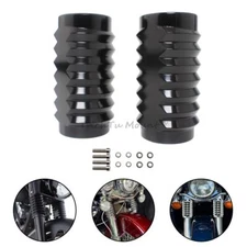 Black Retro Upper Fork Boot Slider Cover For Harley Touring Heritage Softail FLH