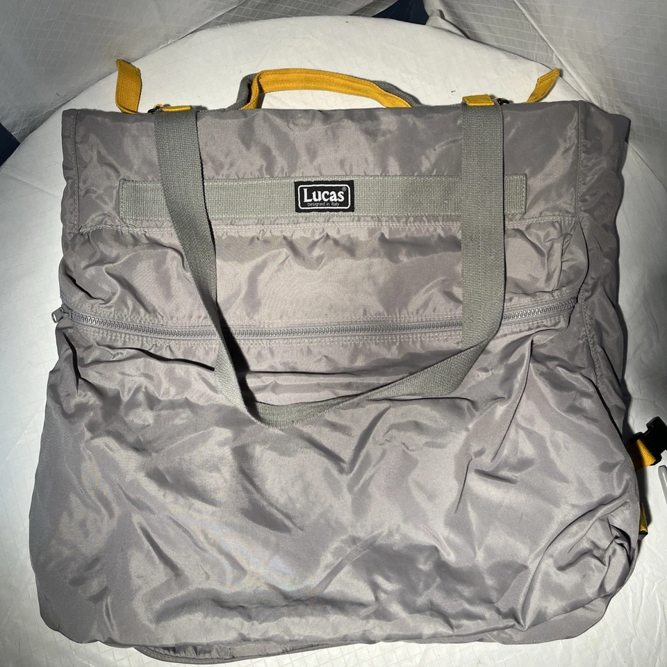 Lucas Gray Travel Garment Bag Carry-On Suit Bag w/ Yellow Trim & Shoulder Strap - Image 2 of 4