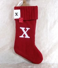 Initial X Red 18-inch Knit Christmas Holiday Stocking Wondershop Brand New