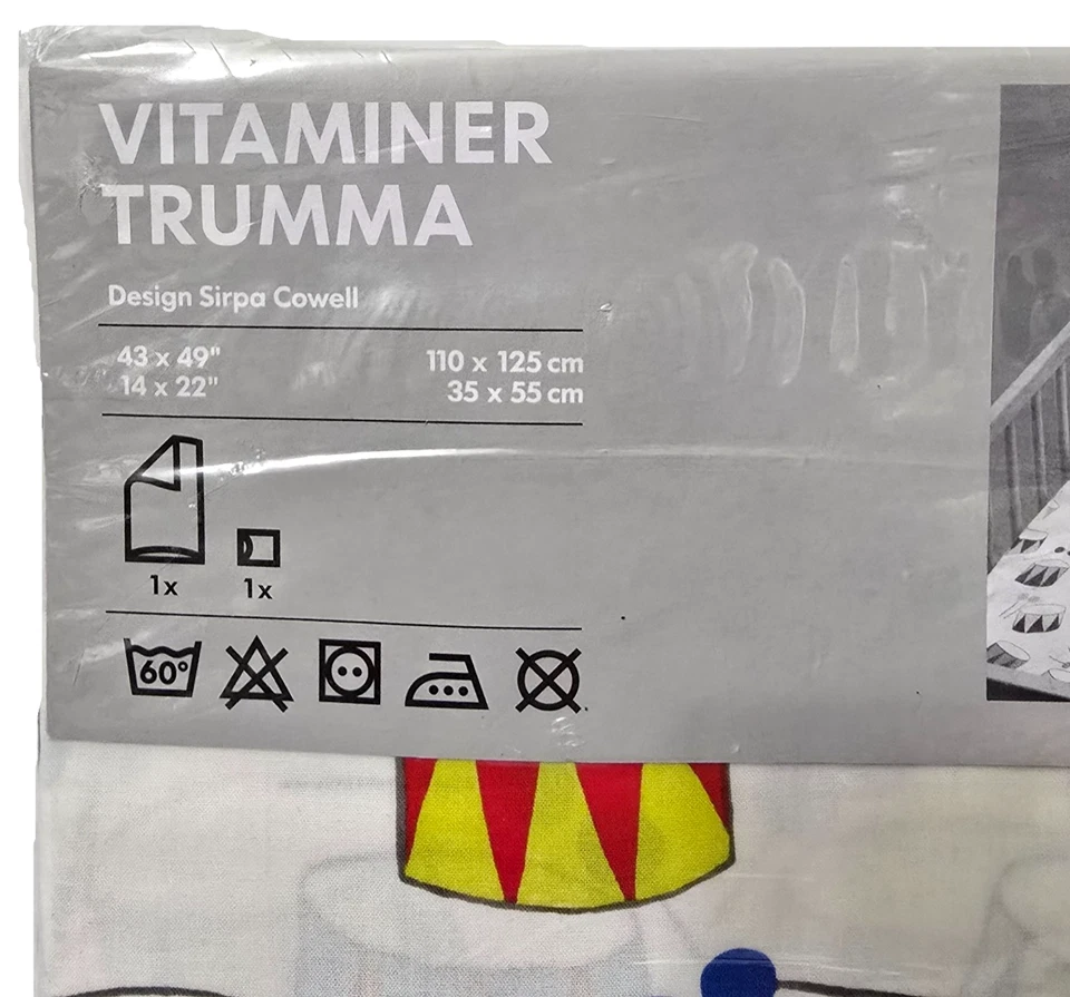 IKEA Toddler Bed Crib Quilt Duvet Cover Pillowcase Drums Circus Vitaminer Trumma - Image 3 of 4