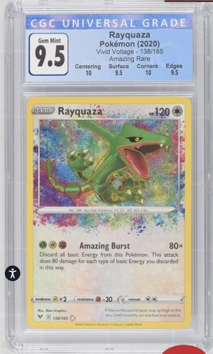 CGC 9.5 Old Label Rayquaza Amazing Rare 138 Pokemon Vivid Voltage ( CGC 10 )