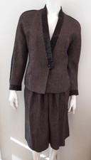 Vintage Giorgio Armani Wool Tweed Culottes Pant Suit Jacket 42 Italy 1980s 90s